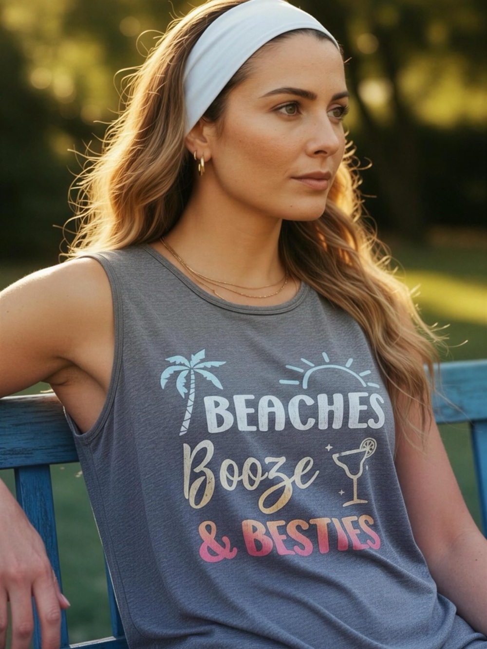 Beaches Booze & Besties Getaway Tank Top Size 2X